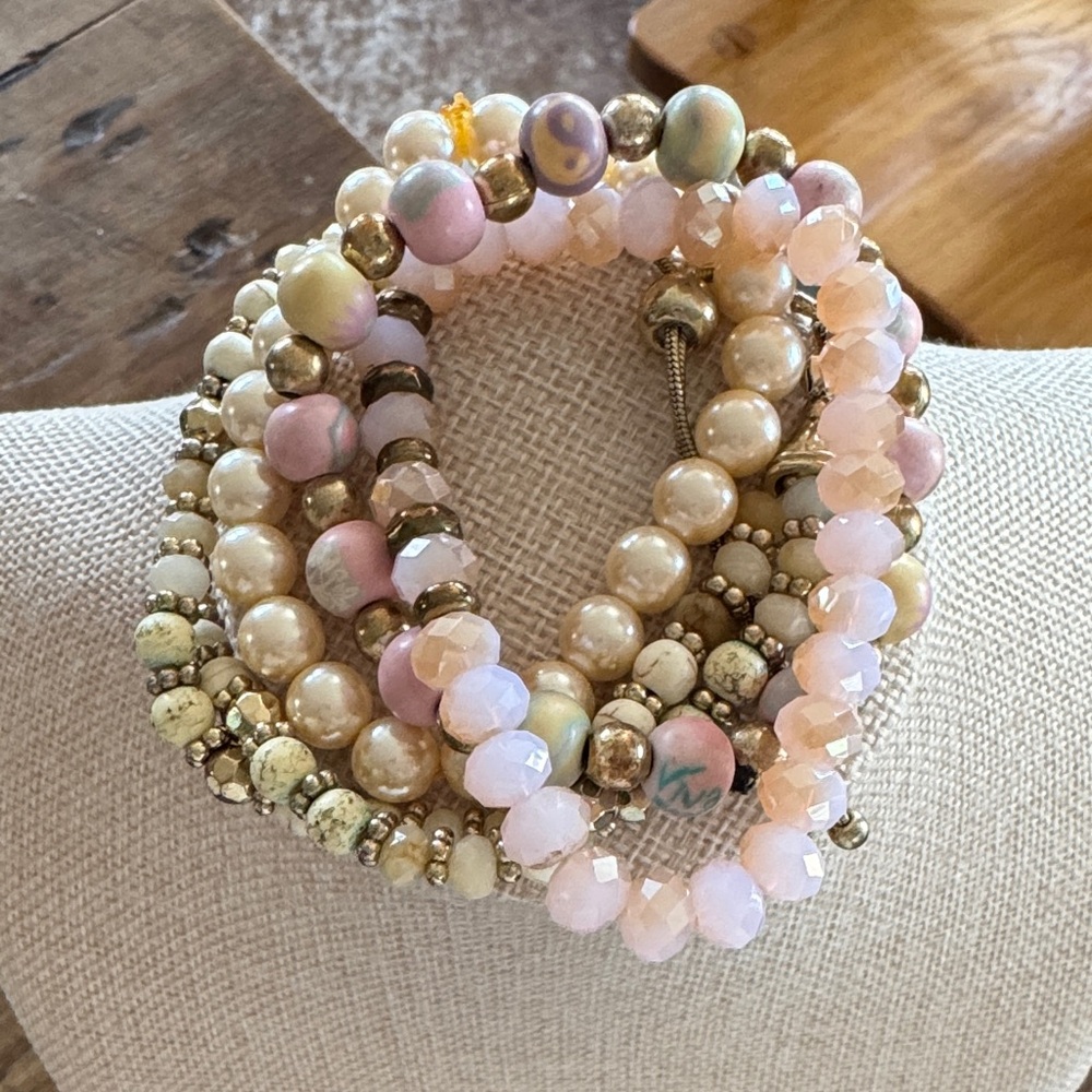 Chic Pastel Beaded Bracelet Set